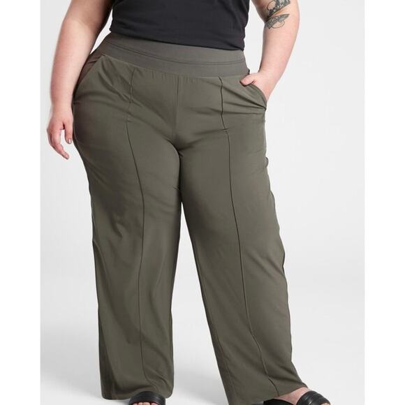 NEW Athleta Nolita Wide Leg Pant Sz 20 Green - Picture 1 of 12